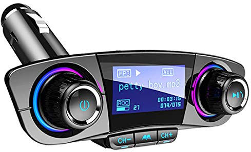 Bluetooth FM Transmitter Handfrees-Calling Radio Adapter Car Kit with Dual USB Port MP3 Player Support TF Card USB Flash Drive