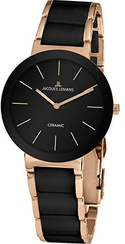 JACQUES LEMANS Damenuhr Herrenuhr Monaco Massiv Edelstahl/High-Tech-Ceramic massiv Edelstahl ip-rosé 42-8C