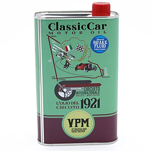 VPM GROUP Olio Freni, servosterzo, sospensioni e sistemi Idraulici Full Power per Auto d'Epoca e da Collezione - 1 Litro - Mineral Brake Fluid
