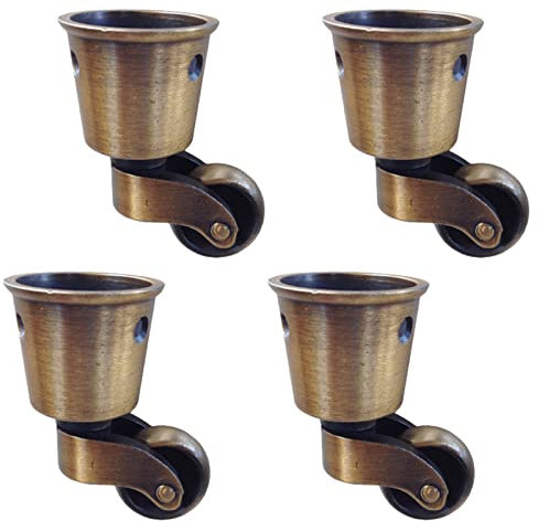 XINGWANGG 4X Lenkrollen Möbelrollen 25mm,Klein Rollen für Möbel,Transportrollen 360° Drehbar Legierung Räder Schwenkrollen Strandkorbrolle,Antik-Vintage,Zum Aufstecken,Tragkraft 150 Kg