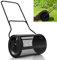 GiantexUK 27’’ Compost Spreader, Peat Moss Seeding Manure Fertiliser Garden Roller with U-shaped Handle & Side Clasps, Heavy Duty Metal Mesh Basket Top Dresser Lawn Spreader, 76L (Black)