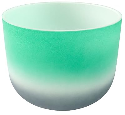 Fame Crystal Singing Bowl, 11 Zoll, Grün F4 432 Hz, Quarz, Herzchakra, Langes Sustain, Inklusive Tasche, Schlägel, Silikonring