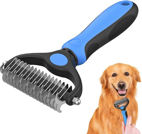 TYFYH Hundebürste Katzenbürste für Langhaar, Hundebürste Unterwolle, Unterfellbürste Entfilzungskamm für Hunde Katzen, Unterfellbürste Hunde, Doppelseitige Fellbürste - für Katzen, Hund