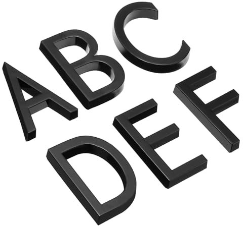 PATIKIL Números de Casa 3D Para Buzón Letra A-F Para Exterior 6 Piezas de Números de Dirección Adhesivos Para Casa Apartamento Oficina Habitación de Hotel Señal de Buzón Negro