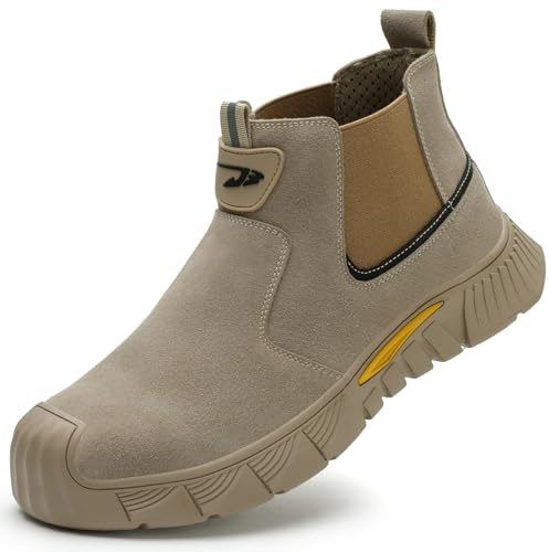 Dajingkj zapato de seguridad para hombres, soldadores, ligeros, con doble protección, antiquemaduras, resistente a golpes y pinchazos, antideslizante, punta de zapato