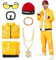 SERTAS 90s Fancy Dress Costumes for Adults,80's 90's Yellow Shell Set,Ali g Costume,Funny Rapper Outfit with Necklace Glasses Beard 6 Pcs Set for Mardi Gras Halloween Party (Red, L)