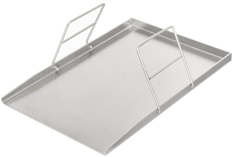 Plancha de acero inoxidable para barbacoa de gas y camping con asas para carne, pescado y verduras (plata, 45 x 30 cm)