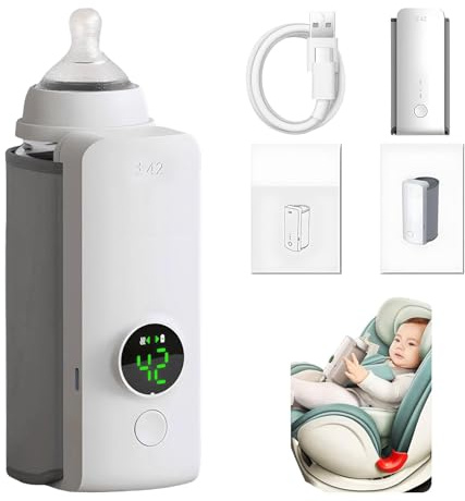 Chauffe-Biberon Portable Intelligent – Sans Fil USB, 6000mAh, 6 Niveaux de Température 38-50°C, Écran LCD, Idéal Voiture/Voyage/Nuit