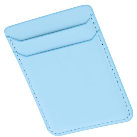Mikikit Portafoglio Adesivo Per Retro Cellulare Doppio in Morbido Portacarte Organizzatore Slim Per Carte Di Credito e Tessere Accessorio Pratico e Sicuro Per Smartphone Blu