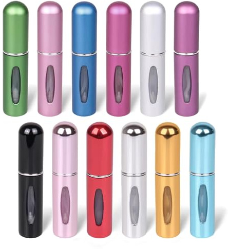 hongliang 12 PCS Travel Refillable Perfume Atomizer Bottles,5ml Mini Portable Spray Bottles for Travel Accessories,Multicolor Perfume Containers