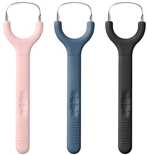 3 Stück Zungenreiniger,Zungenschaber Edelstahl,Reinigt Die Zunge Sanft und Effektiv,Zungenreinigungsgerät,Zungenbürste für Erwachsene Reduzierung von Mundgeruch,Verbessert Ihre Mundhygiene