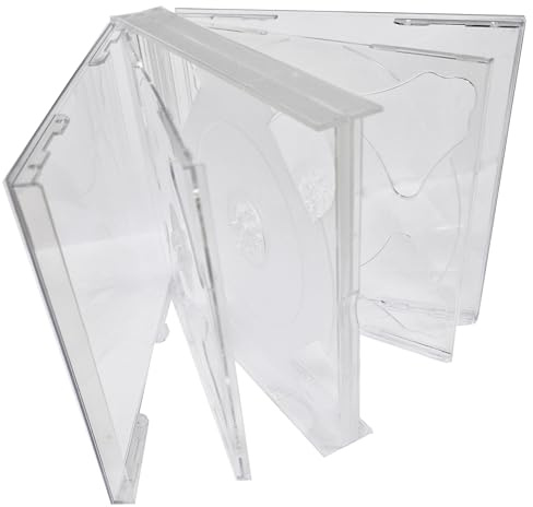 RIVERMEDIA 6-Way CD Jewel Case – Clear Plastic Tray 24 mm Spine – Holds 6 Discs – Replacement/Storage for Music, Movies, Data – Multi Way Media Case (1)