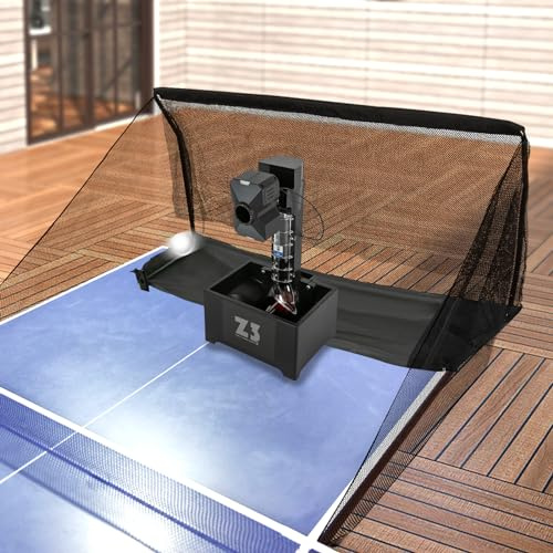 Vivhcotra Ping Pong Ball Machine with Net Black Automatic Table Tennis Machine 10 Modes Remote Control Training Tool For Home Gym School Table Tennis Robot Pitching Machine 100 Balls Included UK Plug