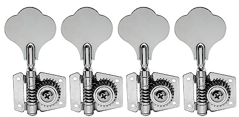 Musiclily 4 en línea Open Gear Bajo Clavijas de Afinación 24:1 Ratio Clavijero de Repuesto para 4 Cuerdas Bajo Eléctrico, Cromado