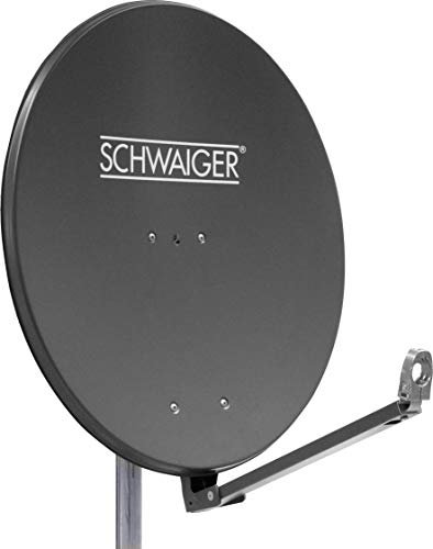 SCHWAIGER Satellitenschüssel I Ø 90 cm Aluminium Offset Antenne in anthrazit I Multifeed geeignet & wetterfest I SAT Schüssel mit LNB Tragarm & Masthalterung I maximale Empfangsleistung 39,5dB