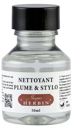 Jacques Herbin 12300T- A 50 ml Bottle of Cleaner for Every Fountain Pen and Rollerball pens (Packaging-Free Product - Zero Waste Objective) - Fast, Easy