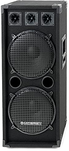McGrey DJ-2222 Caja DJ PA de 2 Niveles 2X 30cm (12) Subwoofer 1000W (Pasiva, Sistema de 2 vías, Caja de Madera)