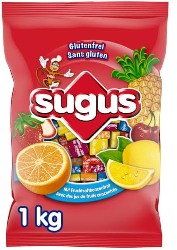 Sugus Caramelo Masticable a Base de Zumo de Frutas, Caramelos Blandos (1kg)