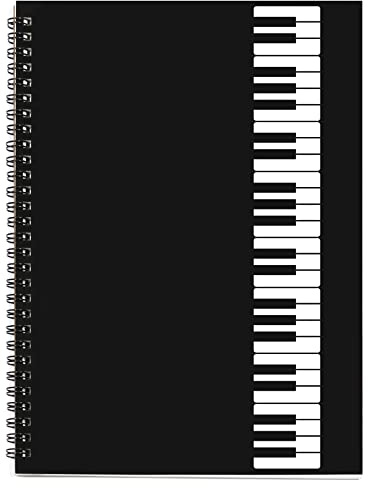 Musikanteckningsbok, tomt ark anteckningsbok, kardboark spiral anteckningsbok manuskriptpapper, komposition personalpapper för barn, musiker, studenter, piano-tangentbord-musik-anteckningsbok 100