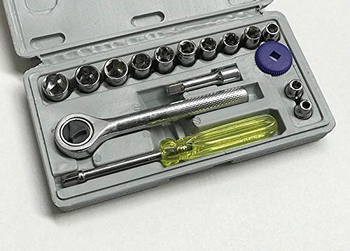 Kursport Estuche de Herramientas. Herramienta carraca con Vasos hexagonales. Juego de Llaves de Vasos mas carraca 1/4