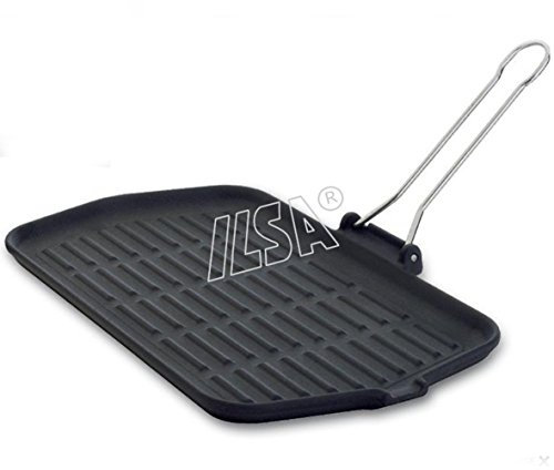 ILSA Bistecchiera in GHISA Inossidabile Dietella 23x36cm per Cottura Secondi e contorni, carni, arrosti, rolate, brasati, spiedini, Pesce e Verdure Made in Italy