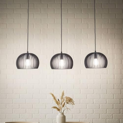 Lindby Ceiling Light 'Jusra' Dimmable Vintage Antique Black Metal Pendant Lamp 3 Light Sources E27 Living Room Dining Room 99 cm x 25 cm