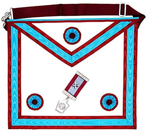 THE MASONIC COLLECTION Grembiule e gioiello da petto da Maestro Massone MM - Pelle di agnello o similpelle - Tasca sul retro - Regalo massonico per uomo