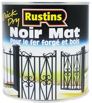 Rustins - Acrílico, Metal, Negro, Mate, Hierro y Madera, Pintura Exterior e Interior de Secado Rápido, 1 Litro - 12 a 14m²