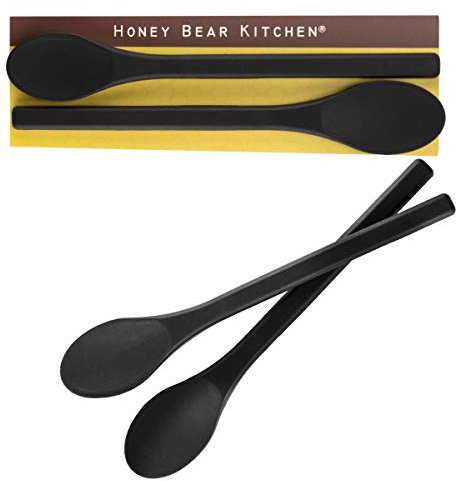 Honey Bear Kitchen Silicone Stirring Spoon (Set of 2, Black Bear Black) for Coffee & Tea