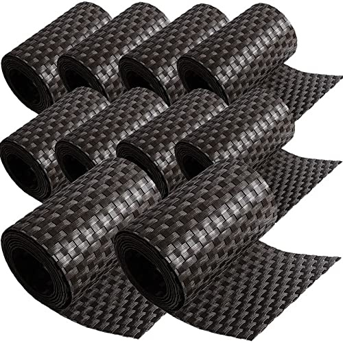 10 strisce frangivista in polyrattan per recinzioni a doppia asta, rattan sintetico, 19, 255 cm, colore marrone scuro