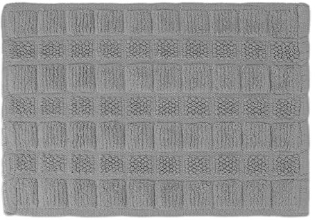 Relaxdays Badematte Baumwolle, 60 x 40 cm, rutschfest, waschbar, Vorleger für Badezimmer, Badteppich rechteckig, grau