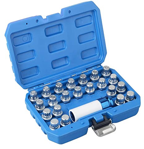 DAYUAN Juego de 23 tuercas de bloqueo de rueda, juego de llaves de extracción de tornillos antirrobo con adaptador compatible con VW Audi