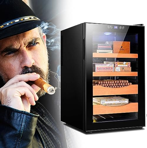 DPQYJPP Barware cigar cabinet electronic cigar cabinet refrigerator energy-saving humidor large-capacity cigar box high-end smoking set cigar thermoelectric cooler humidifier intelligent gift,Black