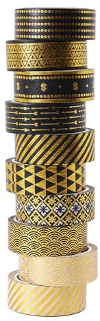 Ctpeng Washi Tape 10 Rollen Bronzieren,15 mm×5 m Dekorative Kunsthandwerk Bänder Washi Masking Tapes für Scrapbooking, Bullet Journal, Planner, Geschenkverpackung, Schreibwaren, DIY Projekte