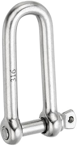 PATIKIL Screw Pin Shackle 10mm 3/8 1764lb, 316 Stainless Steel Forged Long D Shackle Marine Grade for Chains Wire Rope Outdoor, Silver