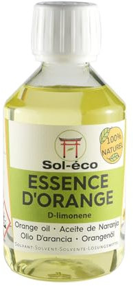 Essence d’orange pure | D-Limonène | Huile d’agrume 100 % naturelle | Nettoyant Diluant Dégraissant Multi-Usages | 250 ml | Origine Espagne