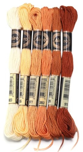 Wisafory 6 stycken broderigarn set korsstygn trådar set av polyester stoppgarn, vänskapsband, flöjt, broderi, tråd, pärlgarn för korsstygn, projekt, broderi, flätor, hantverk, 8 m orange 1#