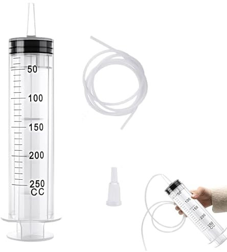 Seringue en Plastique 250ml Avec Tuyau 1m Pour Mesure de Liquide