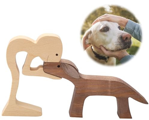 HENGBIRD Intaglio in legno fatto a mano per cani, regalo personalizzato per gli amanti dei cani, statuetta decorativa adatta per camera da letto, soggiorno