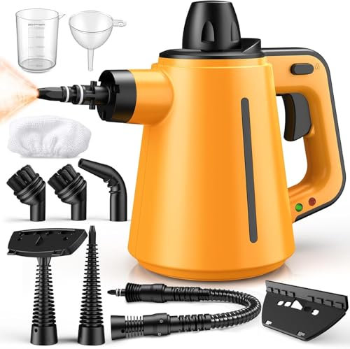 Dampfreiniger, Steam Cleaner mit 10 Zubehörteilen, 3,5 Bar Dampfdruck 380 ml 1050W – Dampfreiniger Handgerät Für Böden Polstermöbel Fugen und Autos, Entfernt Schmutz und Fett
