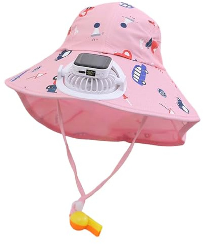 Chapeau de ventilateur solaire 2025 pour enfants - Casquette d'été pour les excursions à la plage - Avec ventilateur de charge USB intégré - Large bord - Chapeaux de jardin avec UPF 50+ - Écharpe