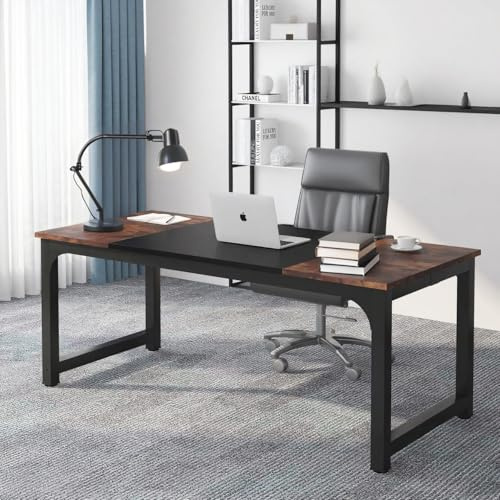 Estiliza Scrivania industriale per computer, 180 x 80 x 75 cm, grande tavolo da lavoro, scrivania per ufficio e gioco, tavolo da pranzo con struttura in metallo robusto