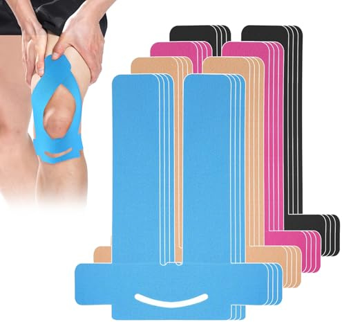 JurciCat 16stycken Kinesiotapes Förskurna Knä Vattentät Andningsbar Kinesiotape Axelbandage För Smärtlindring i Knä Och Axlar För Sport & Permanent Stöd (B)