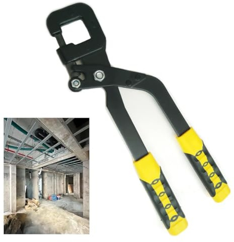 Alicates de quilla para marco de metal, herramienta de perforación de paneles de yeso de aleación de acero resistente con asas ergonómicas, crimpadora de 37 x 13 x 2,5 cm para fijación de pernos
