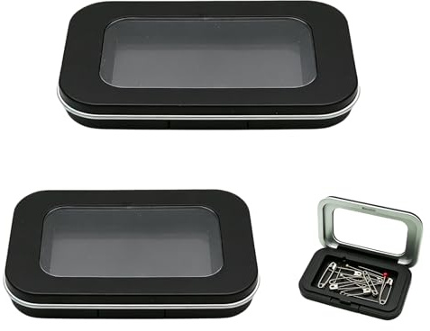 Set de 2 Cajas Magnéticas para Agujas y Alfileres con Tapa Transparente, Estuche Grande y Pequeño para Costura, Bordado, Tejido, Viaje y Organización de Piezas Metálicas