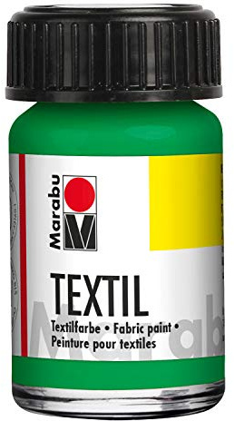 Marabu 17160039062 - Textil Stoffmalfarbe hellgrün 15 ml, Stoffdruckfarbe auf Wasserbasis, für helle Stoffe, waschbeständig bis 60°C, weicher Griff, einfache Fixierung durch Bügeln o. Backofen