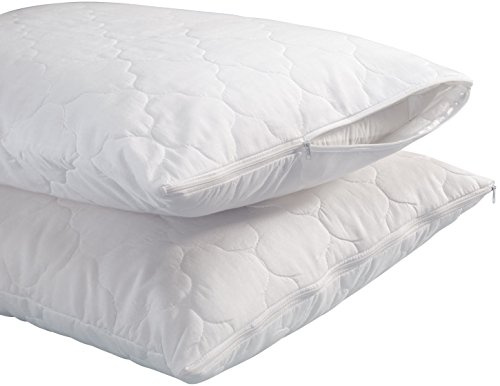 WalterDrake Quilted Pillow Covers, Soft Cotton and Polyester, Zippered Closures, Padded Design for Extra Cushion, Home Décor, White - Set of 2, Standard Size