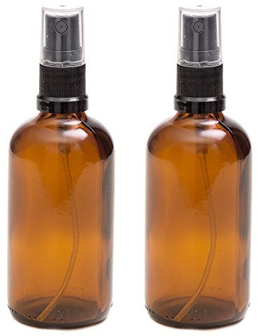 Aura 100ml Amber Glass Bottles with Black Atomiser Sprays - Pack of 2