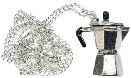 Miniblings espresso kanna kedja halskedja 45 cm mokkakanna kaffe Italien silver