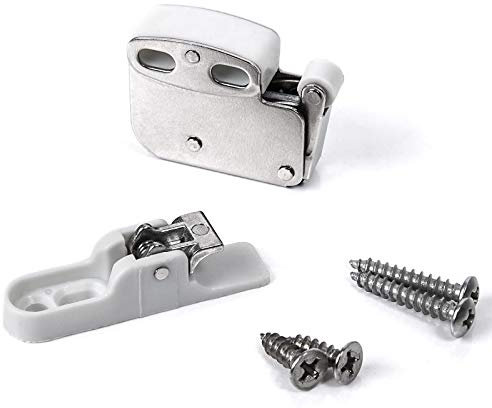 10 Stück SO-TECH® Federschnäpper Türschnapper Mini Latch inkl. Halteplatte - verbesserte Ausführung - Stahl verzinkt